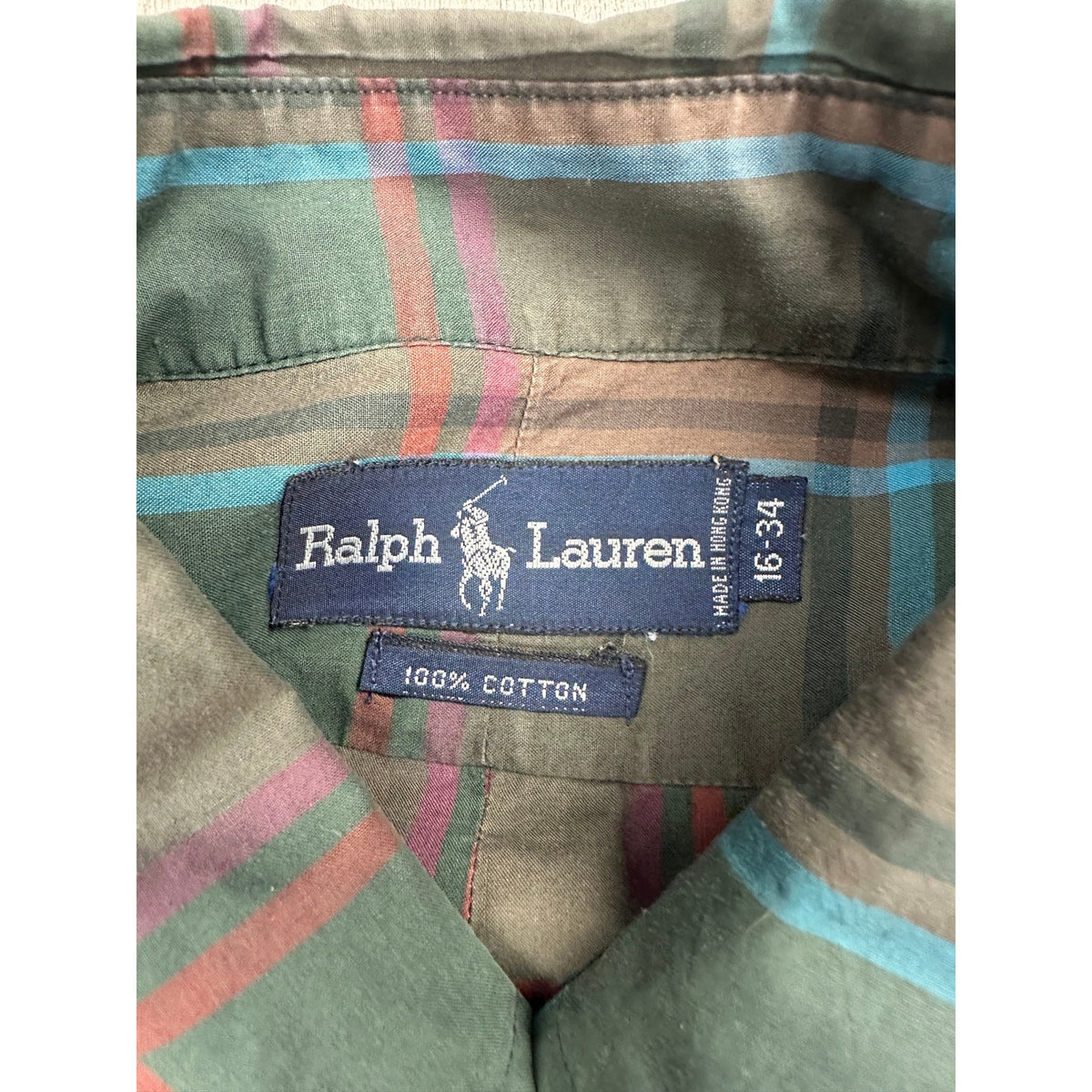 Ralph Lauren Vintage Plaid Long Sleeve Button Down Shirt — Size 16/34 (Large) // Preowned