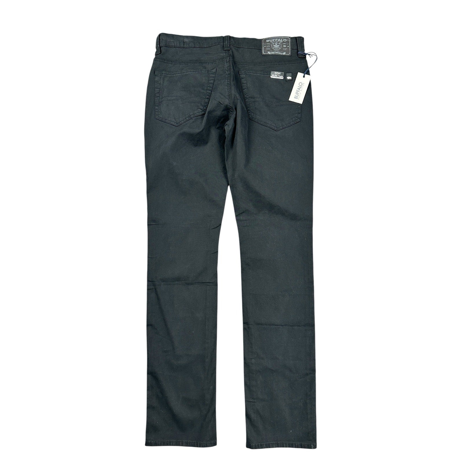 Buffalo David Bitton Ash Slim Garment Dyed Black Stretch Jeans — 31x34