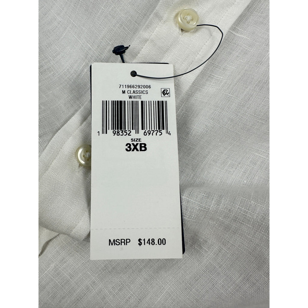 Polo Ralph Lauren Linen Classic Fit Long Sleeve Button Down in White Ivory — Size 3XB