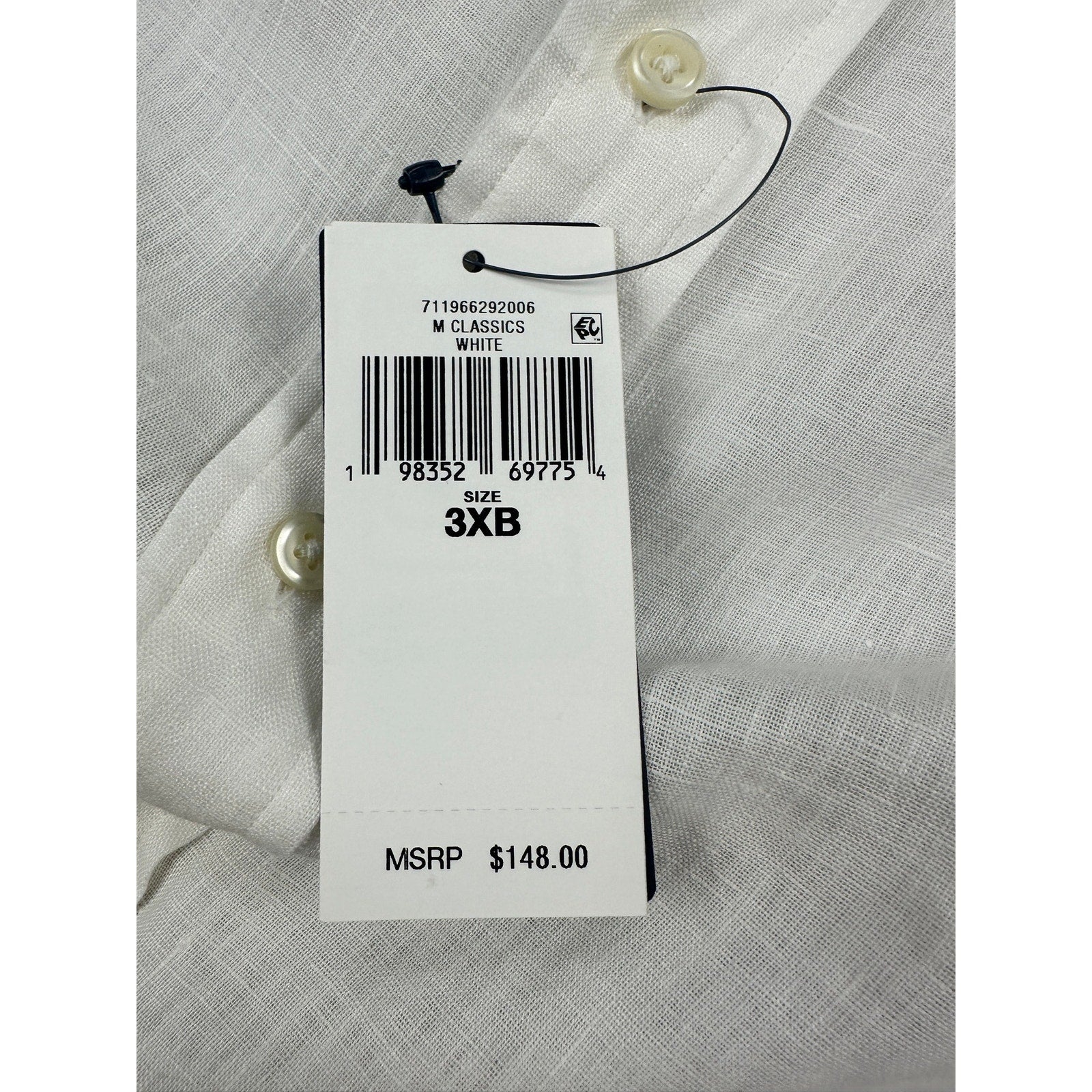 Polo Ralph Lauren Linen Classic Fit Long Sleeve Button Down in White Ivory — Size 3XB