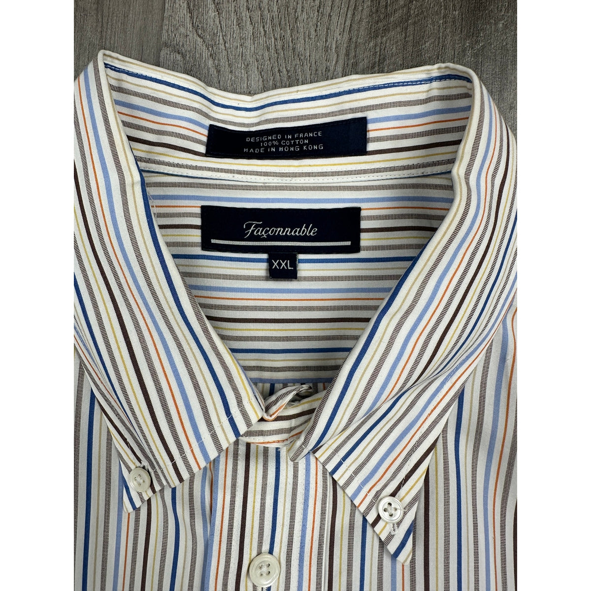 Faconnable Striped Long Sleeve Button Down Shirt — Size 2XL // Preowned