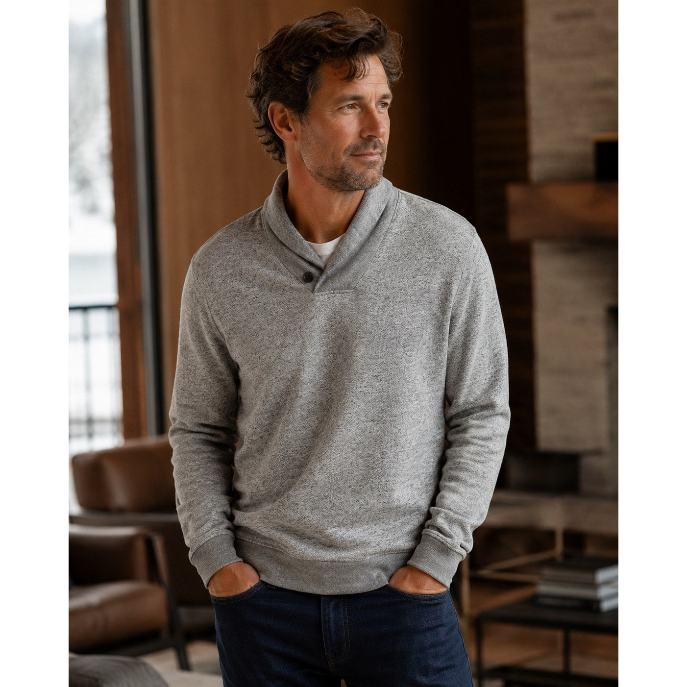 UNTUCKit Collier Shawl Pullover Sweater in Heather Gray — Size Medium