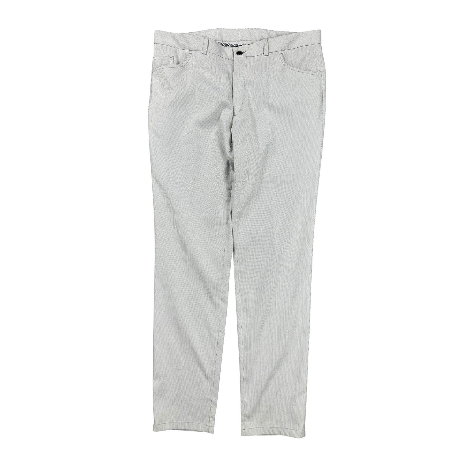 Jack Victor Made in Italy Sage Striped Chino Dress Pants in Gray White — Size 38