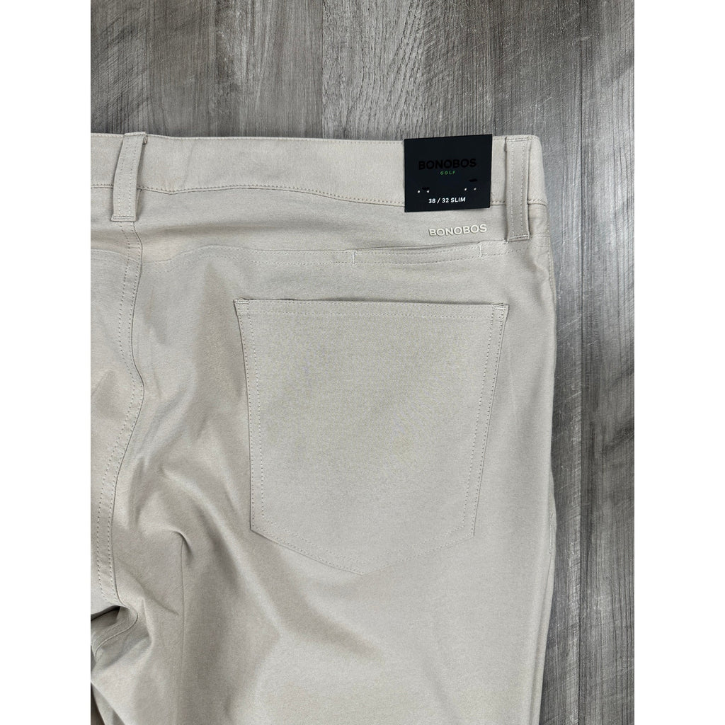 Bonobos Golf Performance Slim Fit Pants in Khaki Stone — Size 38x32