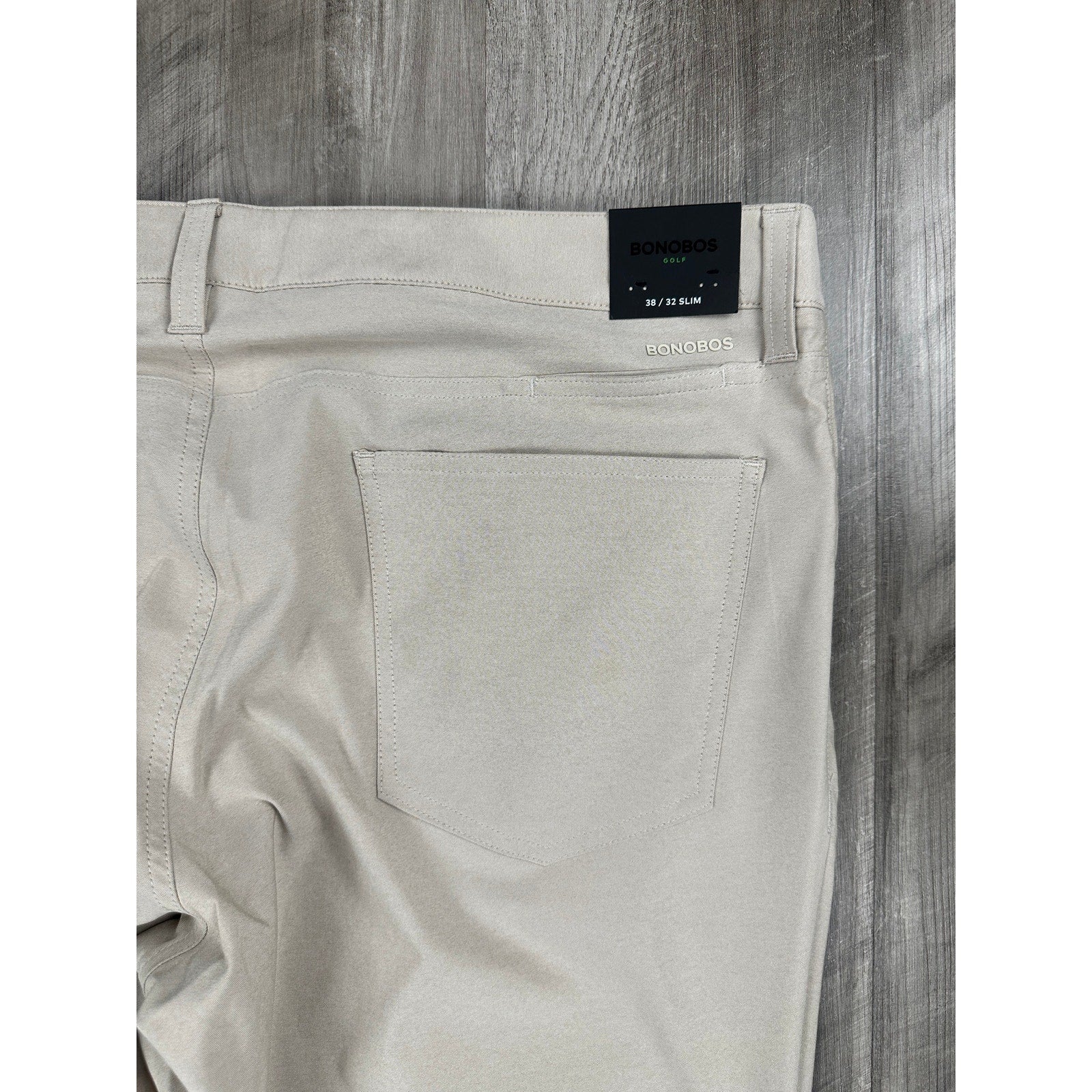 Bonobos Golf Performance Slim Fit Pants in Khaki Stone — Size 38x32