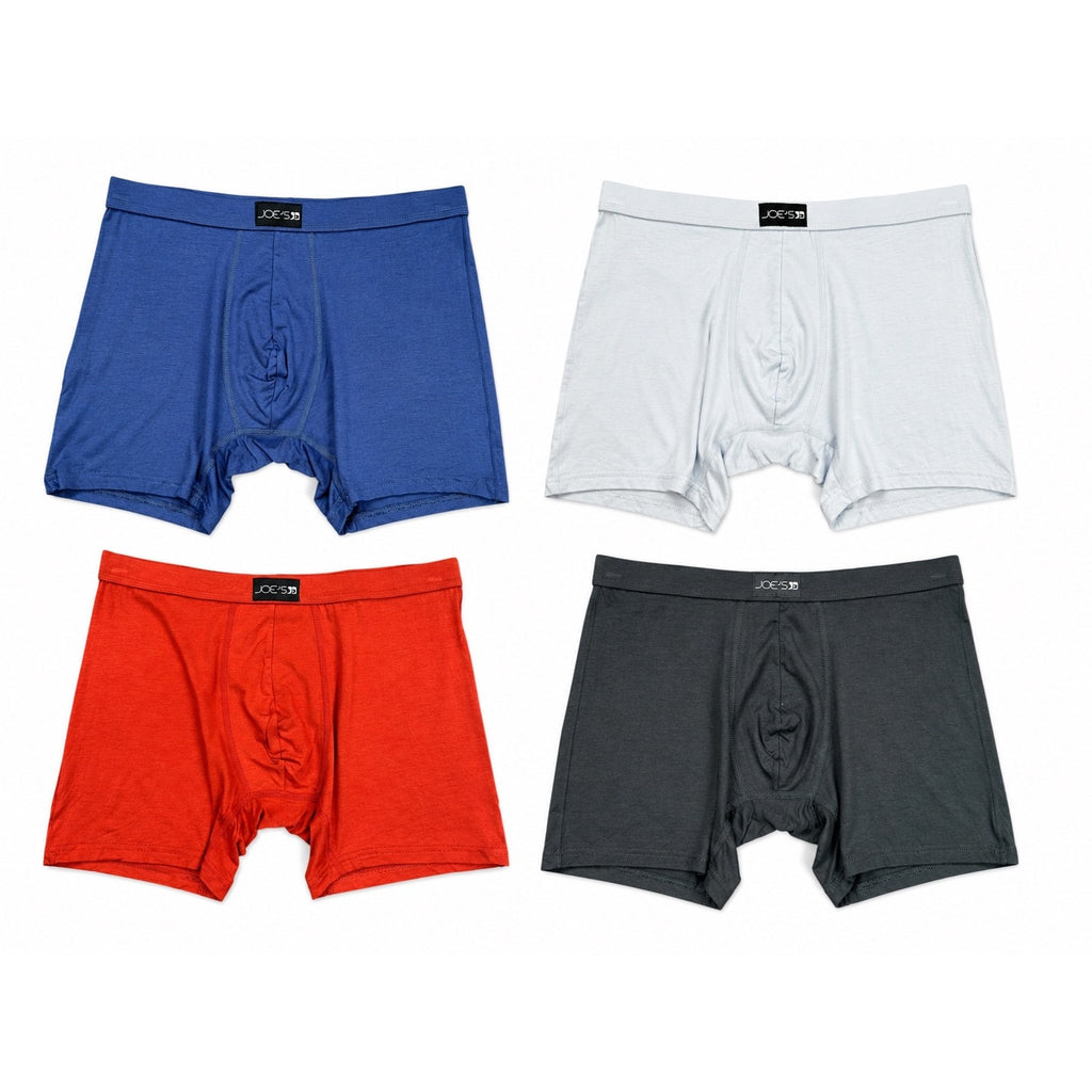 Joe's Everyday Luxe Microfiber Comfort 6-Inch Boxer Brief 4-Pack in Black Red Navy Ocean — Size Medium