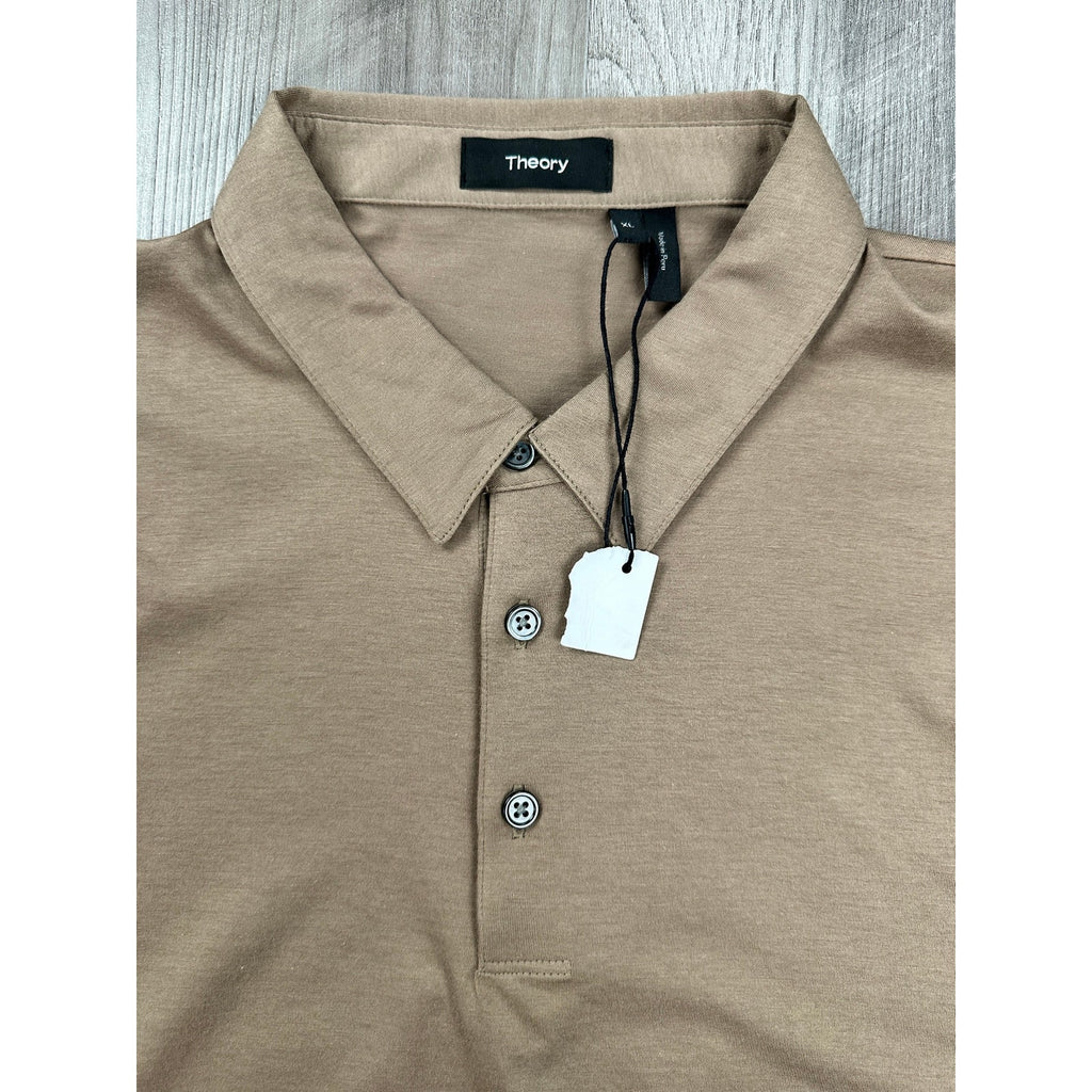 Theory Bron Foundation Jersey Polo in Tan — Size XL