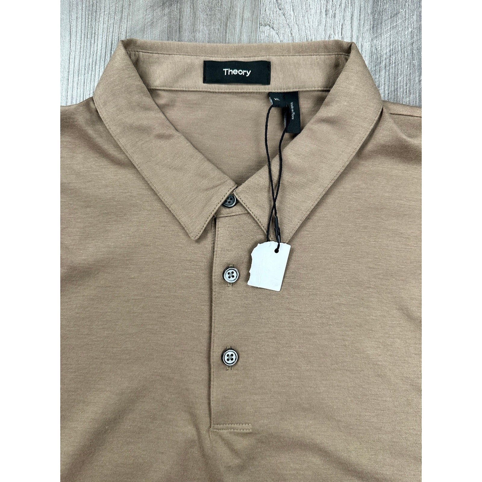 Theory Bron Foundation Jersey Polo in Tan — Size XL