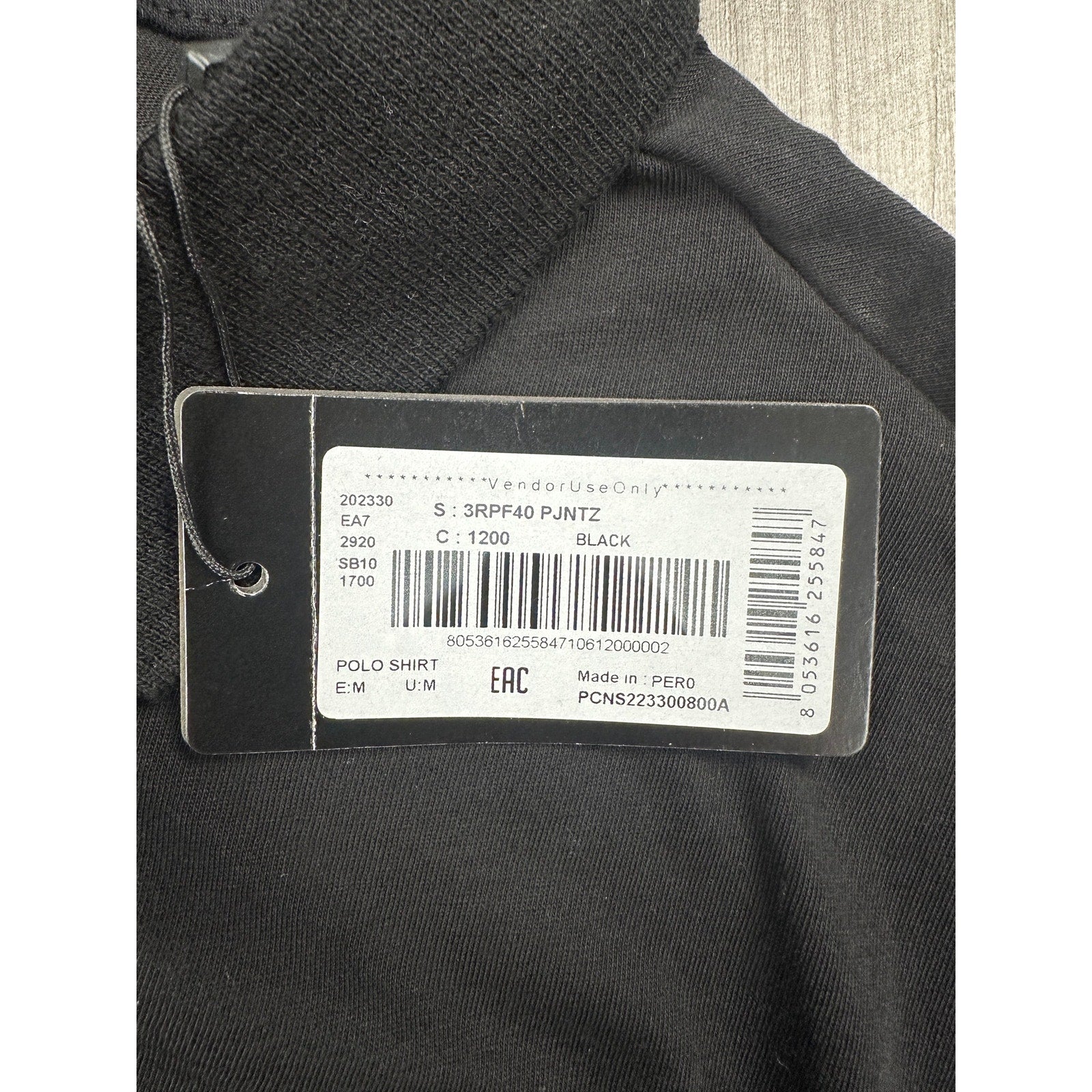 Emporio Armani EA7 Core Shield Collection Polo Shirt in Black — Size Medium