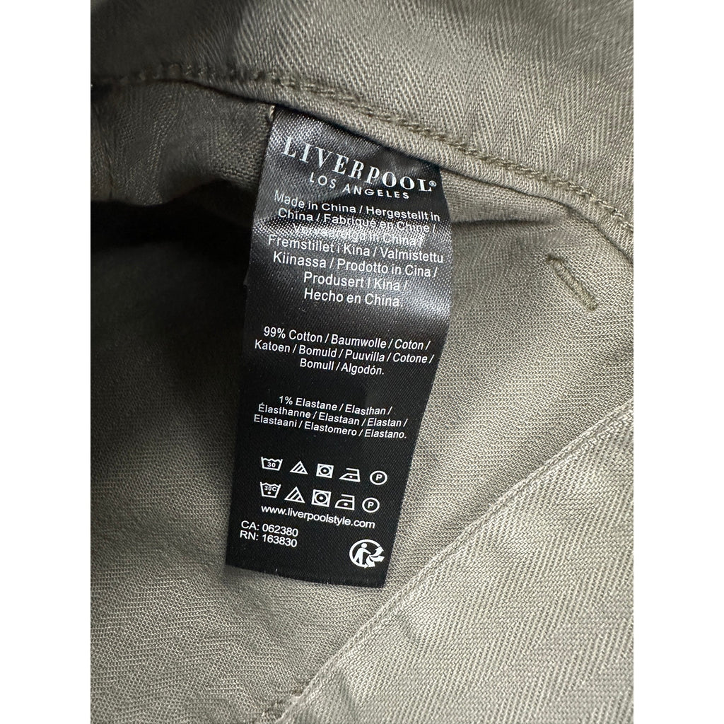 Liverpool Los Angeles The Utility Pant in Pewter Green — Size 31x32