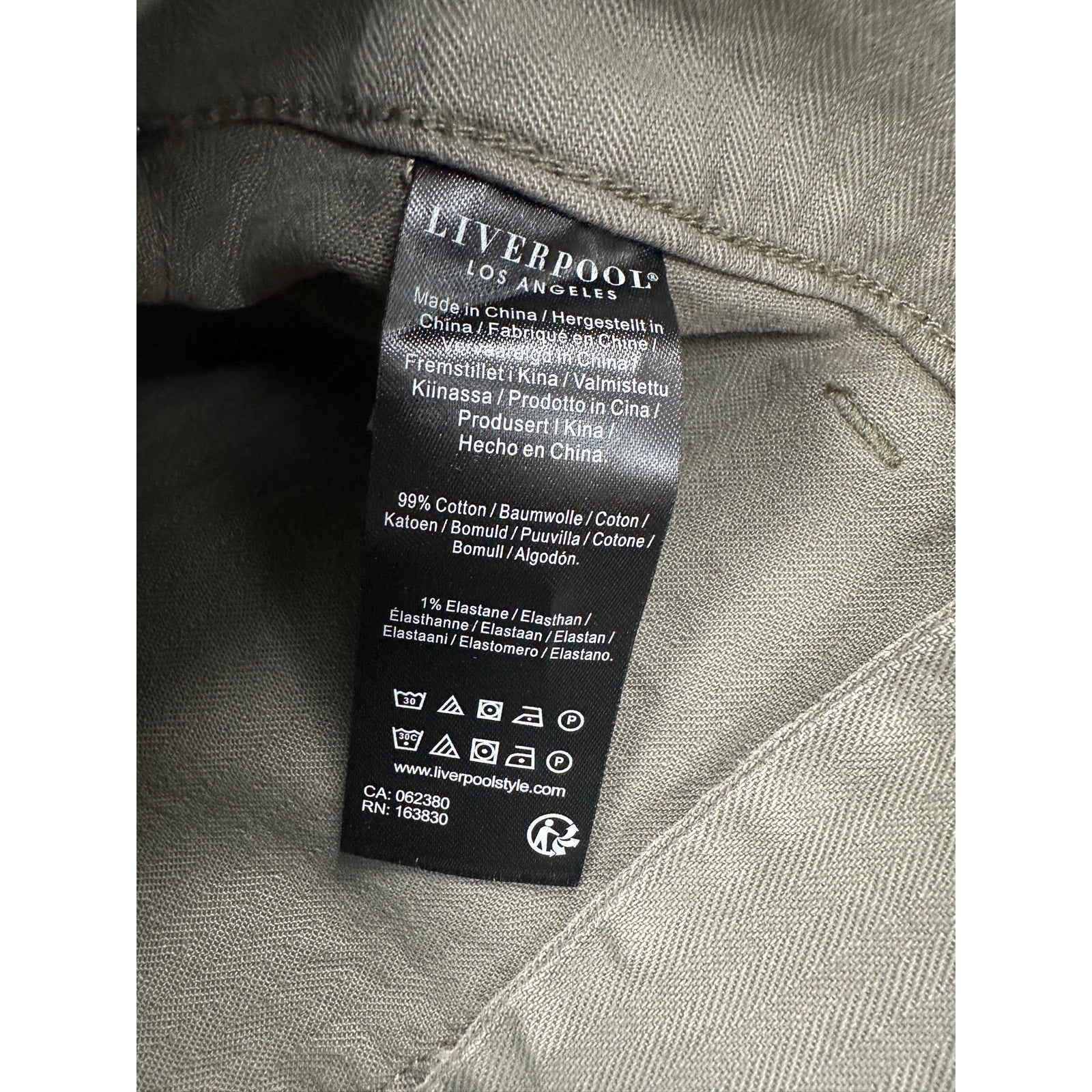Liverpool Los Angeles The Utility Pant in Pewter Green — Size 31x32