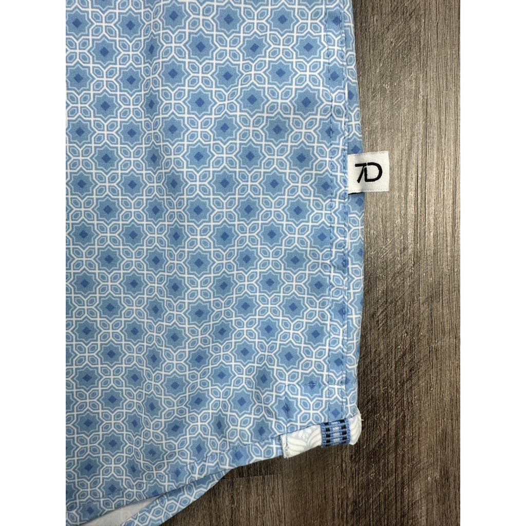 7 Diamonds Eldon 4-Way Stretch Woven Shirt in Light Blue White — Size Medium