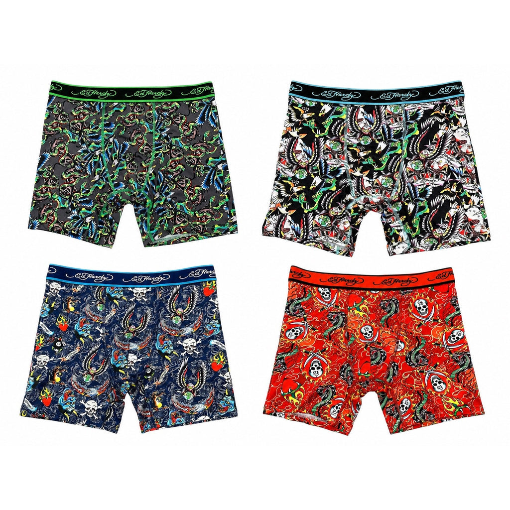 Ed Hardy Performance Boxer Briefs 4-Pack — Size Large