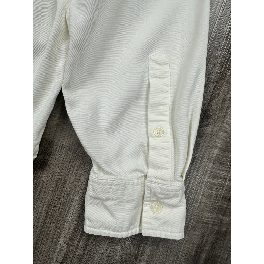 FRAME Classic Fit Tonal Blacking Shirt in Light Cream, Off White — Size XL // Preowned