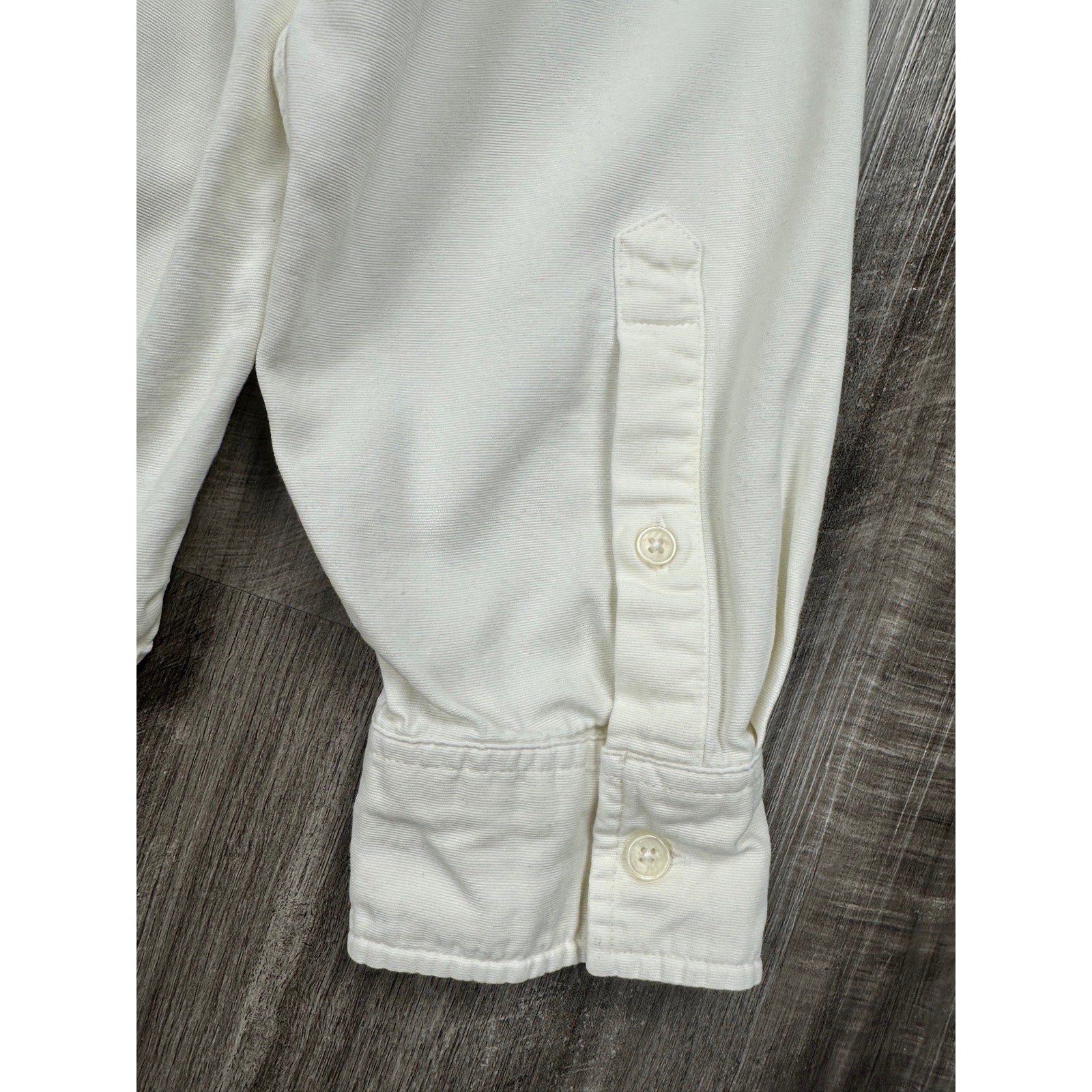 FRAME Classic Fit Tonal Blacking Shirt in Light Cream, Off White — Size XL // Preowned