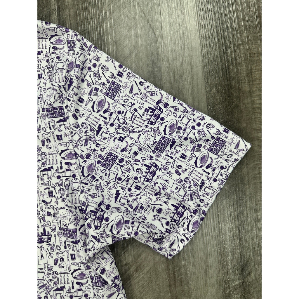 Johnnie-O TCU Horned Frogs Birdie Jersey Golf Polo in Purple and White — Size Medium // Preowned
