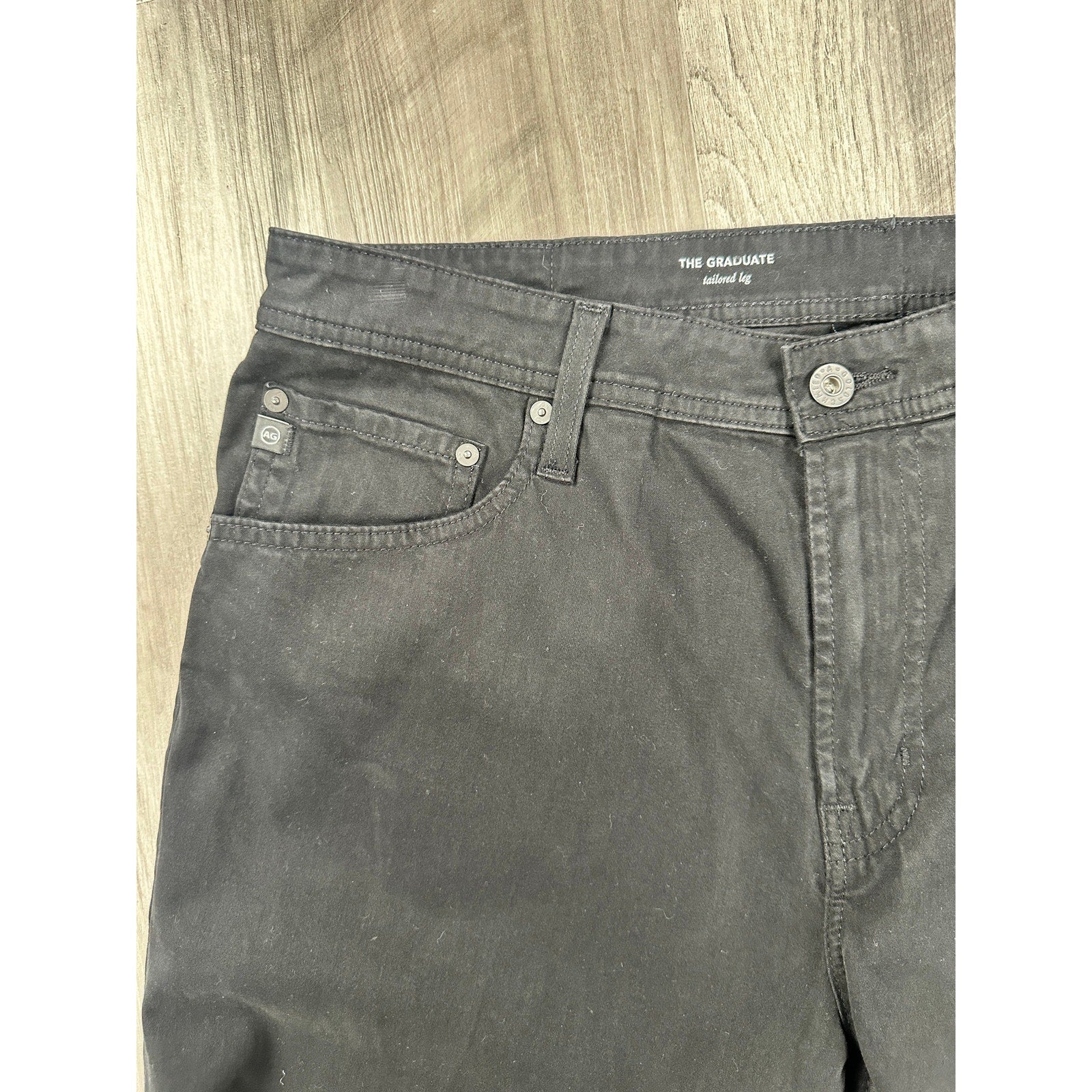 AG Adriano Goldschmied The Graduate Tailored Leg Pant in Super Black — 36x32