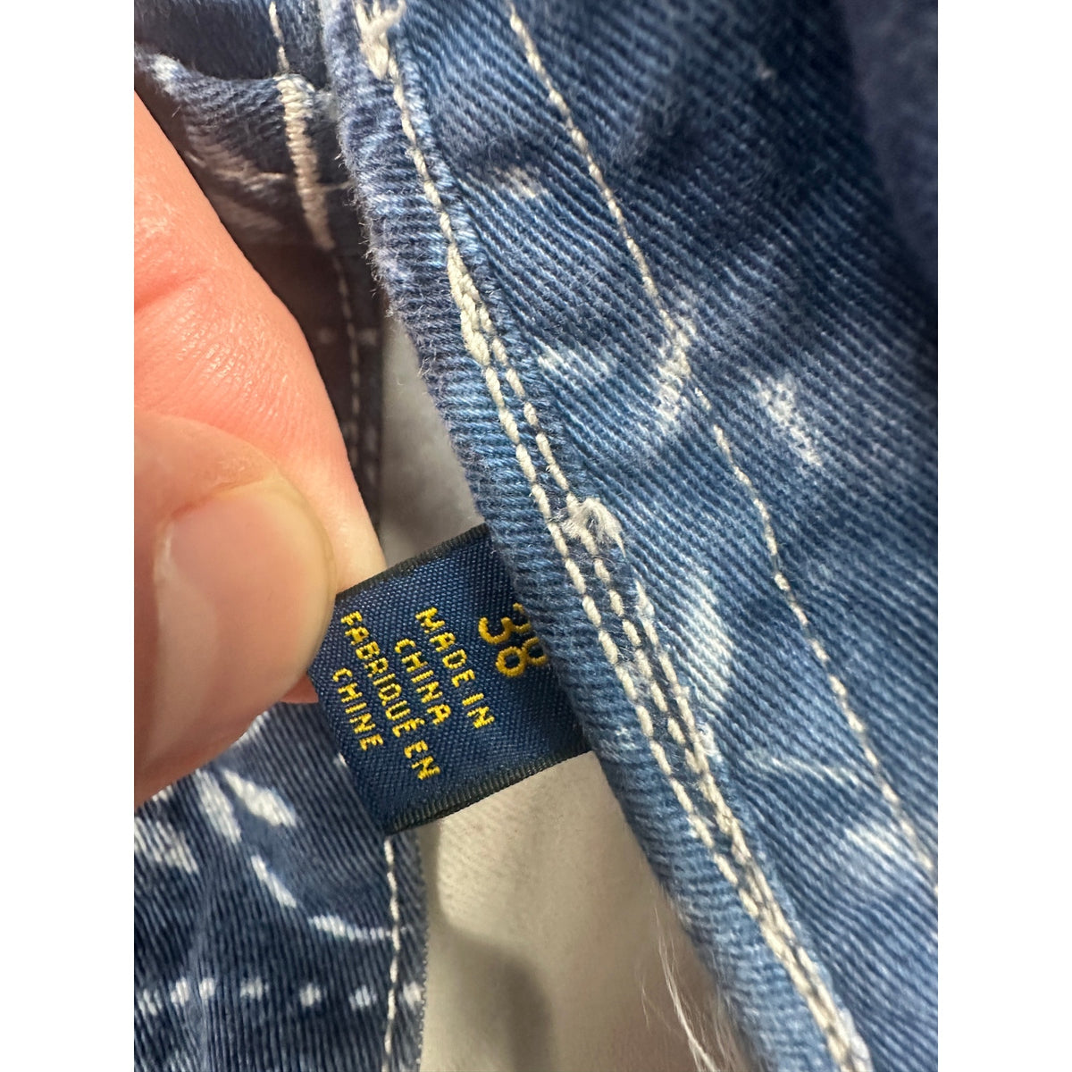 Polo Ralph Lauren Indigo Bandana Motif-Dye Chambray Shorts — Size 38 // Preowned