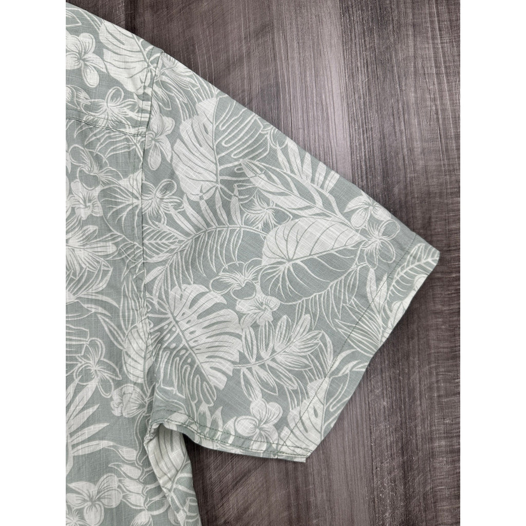 Tommy Bahama Hawaiian Floral Cotton Short Sleeve Camp Shirt in Natural Mint — Size Medium