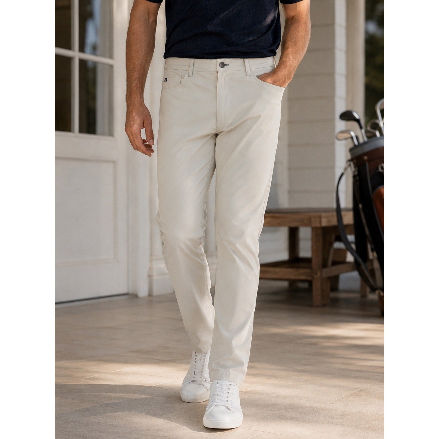 Stitch Golf Heston Five Pocket Golf Pants in Cream — Size 40x32 // Preowned