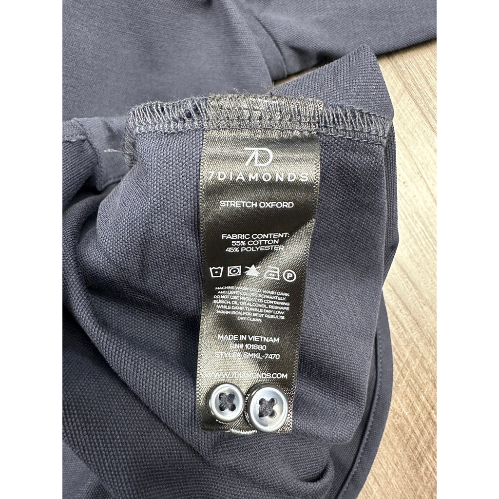 7 Diamonds 4-Way Stretch Oxford Long Sleeve Button Down in Navy — Size 2XL