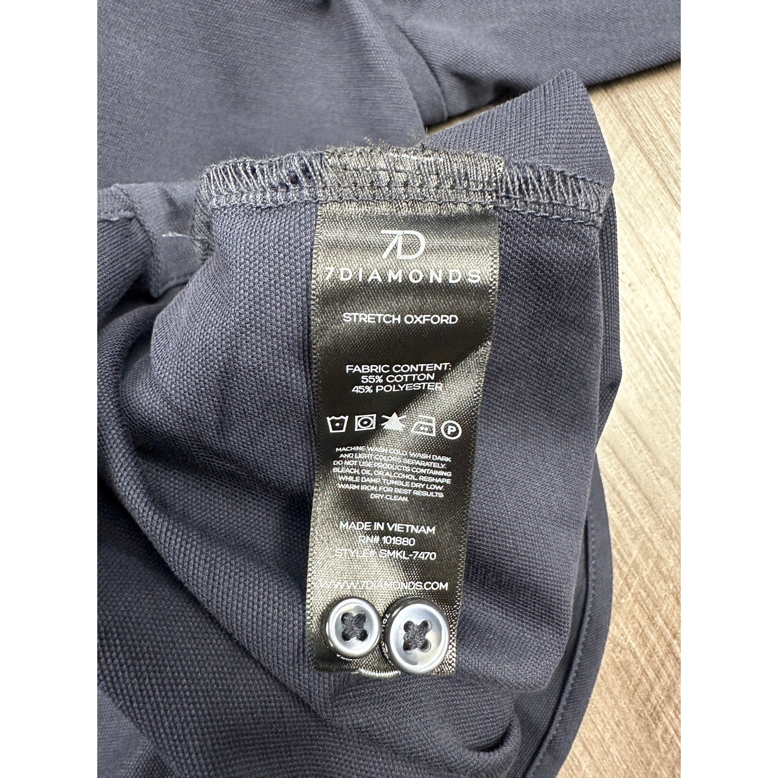 7 Diamonds 4-Way Stretch Oxford Long Sleeve Button Down in Navy — Size 2XL