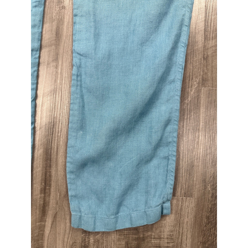 Alex Crane Bo Drawstring Linen Pants in Blue — Size Medium