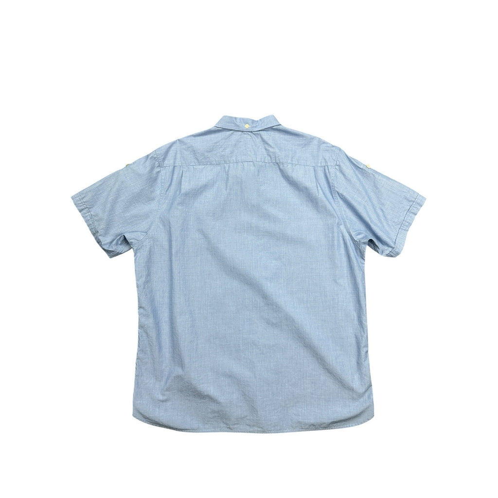 Fred Perry Slim Fit Short Sleeve Button Down in Blue — Size XL // Preowned