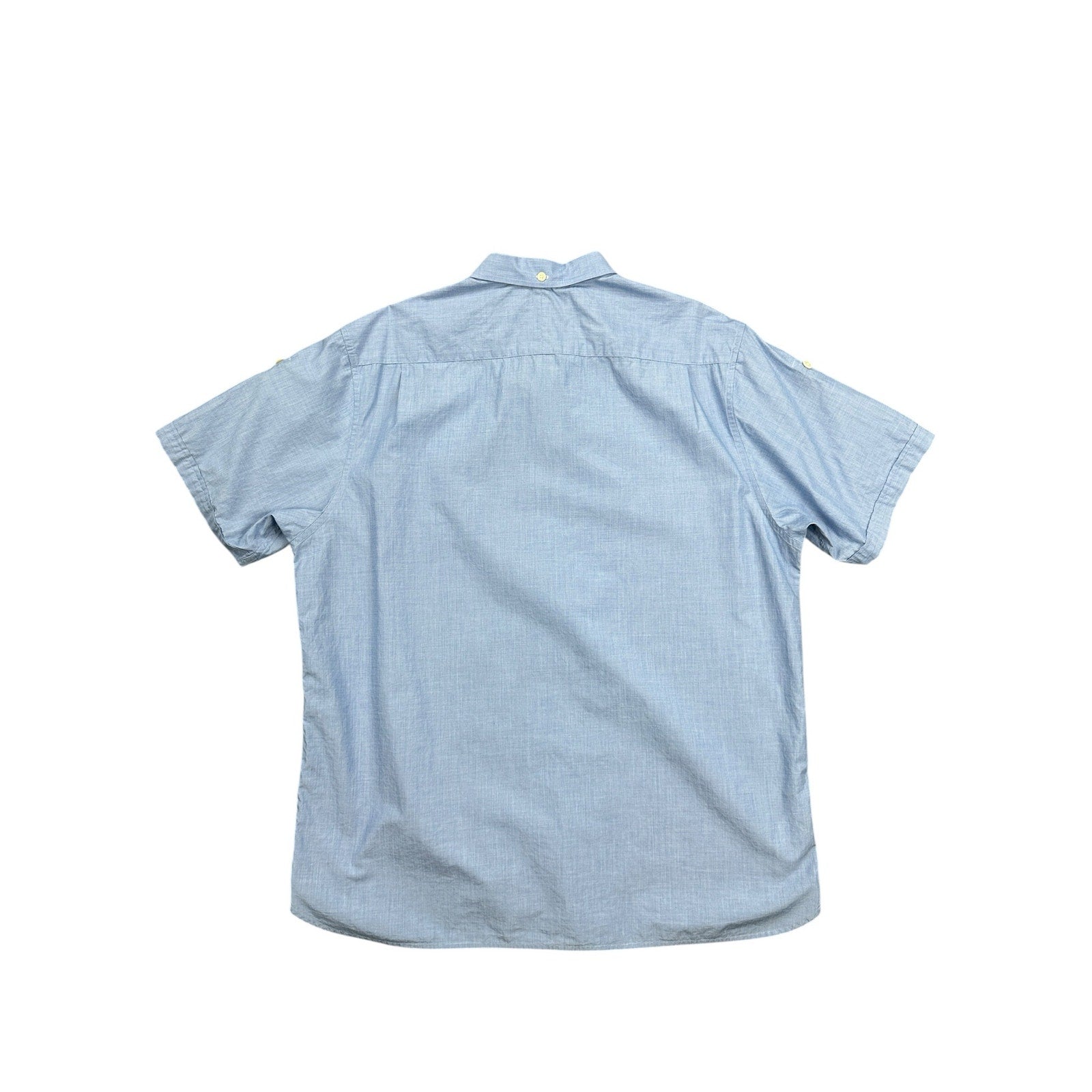 Fred Perry Slim Fit Short Sleeve Button Down in Blue — Size XL // Preowned