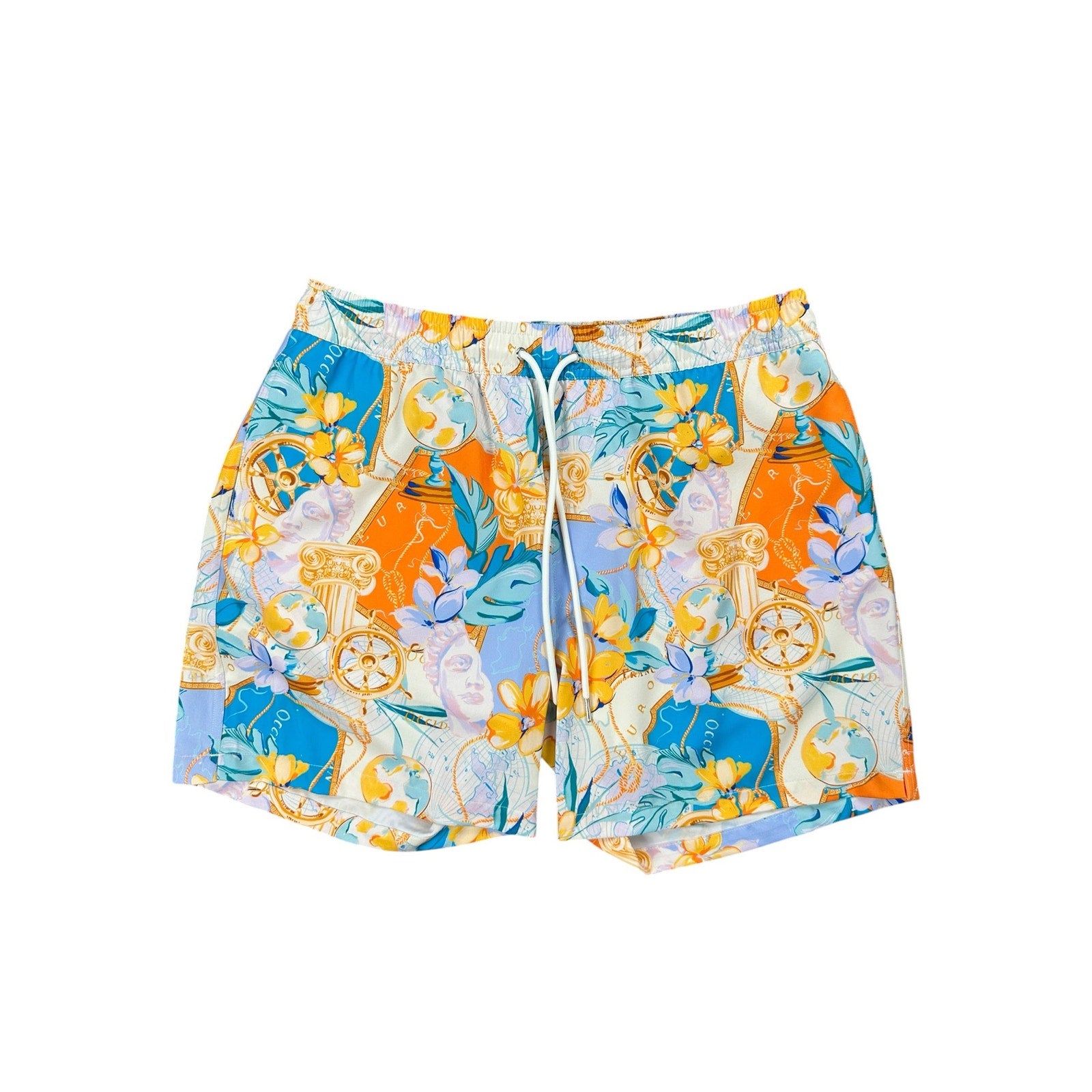 Robert Graham Floral Gold Treasure Swim Trunks — Size Medium