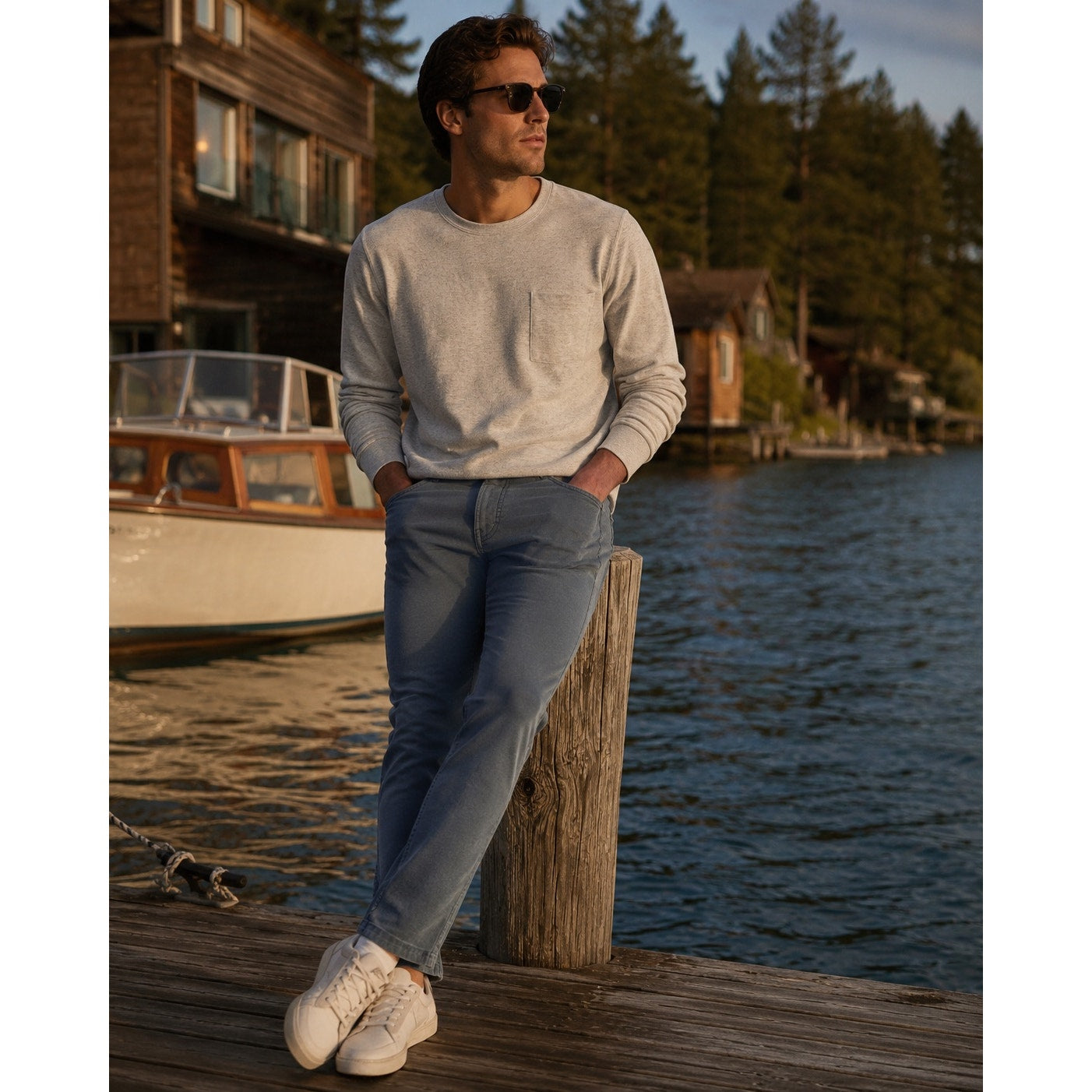 Faherty Stretch Terry 5 Pocket Pants in Navy — Size 38 // Preowned