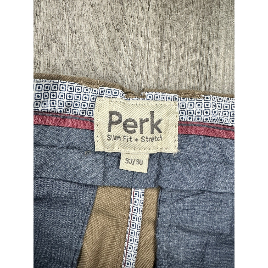 Perk Feel Good Slim Fit Stretch Chinos in Dark Khaki — Size 33x30 // Preowned