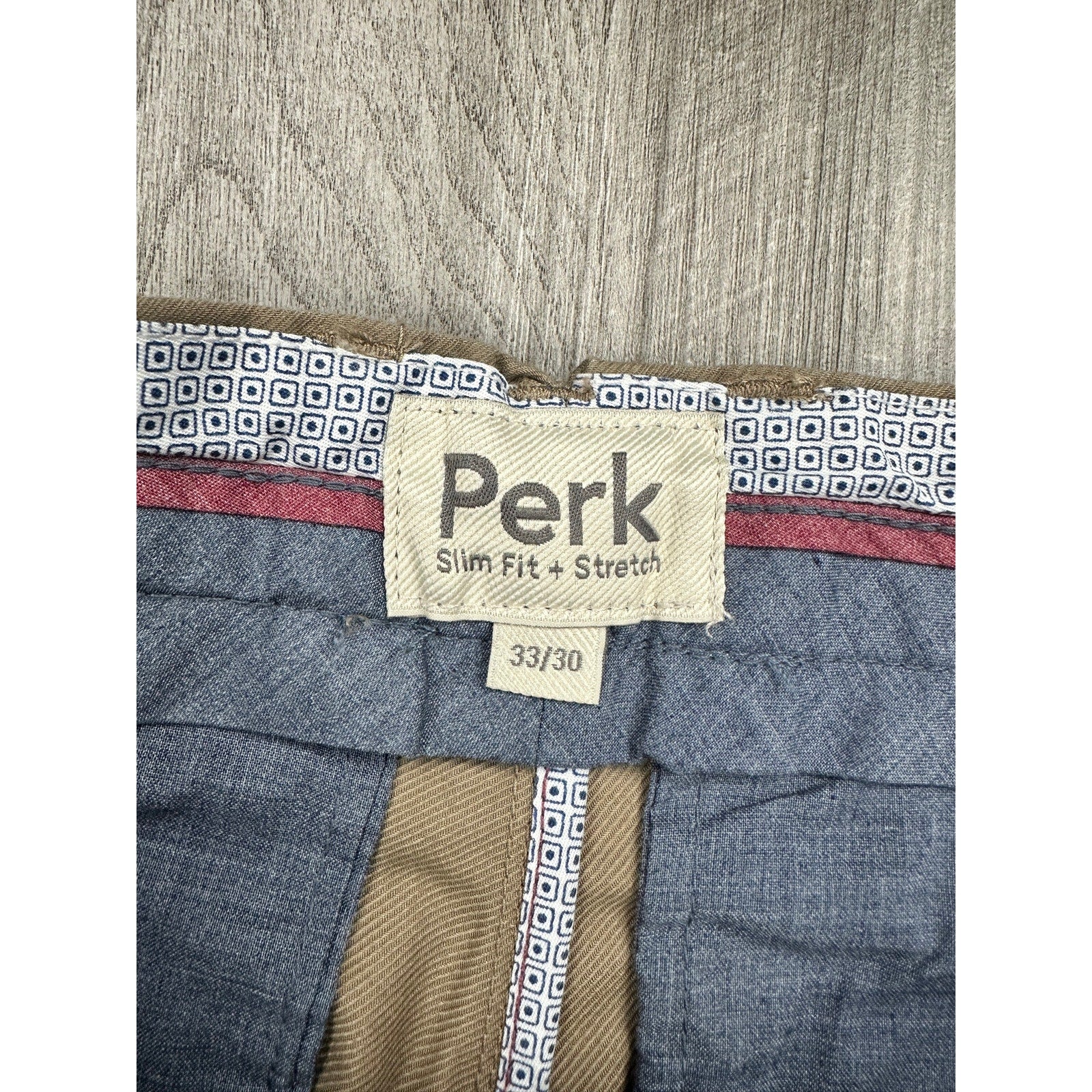 Perk Feel Good Slim Fit Stretch Chinos in Dark Khaki — Size 33x30 // Preowned