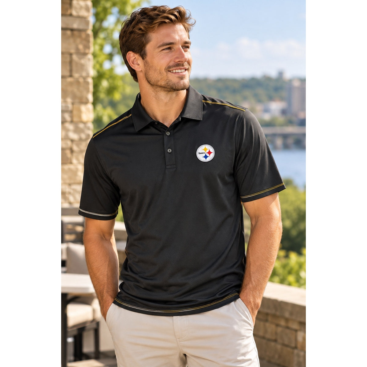 Antigua Pittsburgh Steelers Signal Performance Polo — Size Small