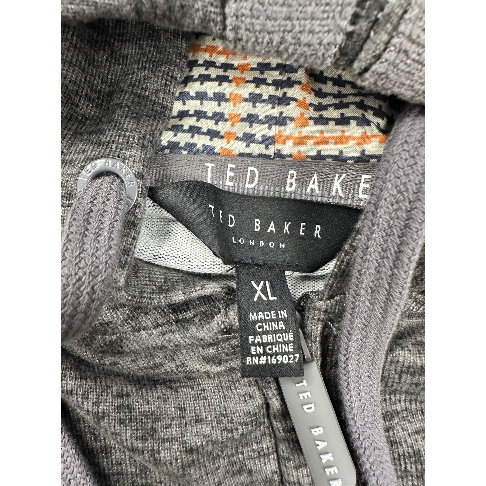 Ted Baker Hacci Single Jersey Full Zip Hoodie in Tornado Heather — Size XL