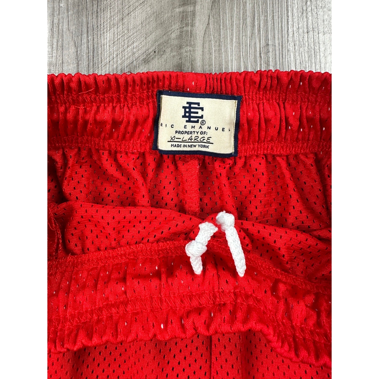 Eric Emanuel Bolt Mesh Gym Shorts in Red, Black and White — Size XL // Preowned