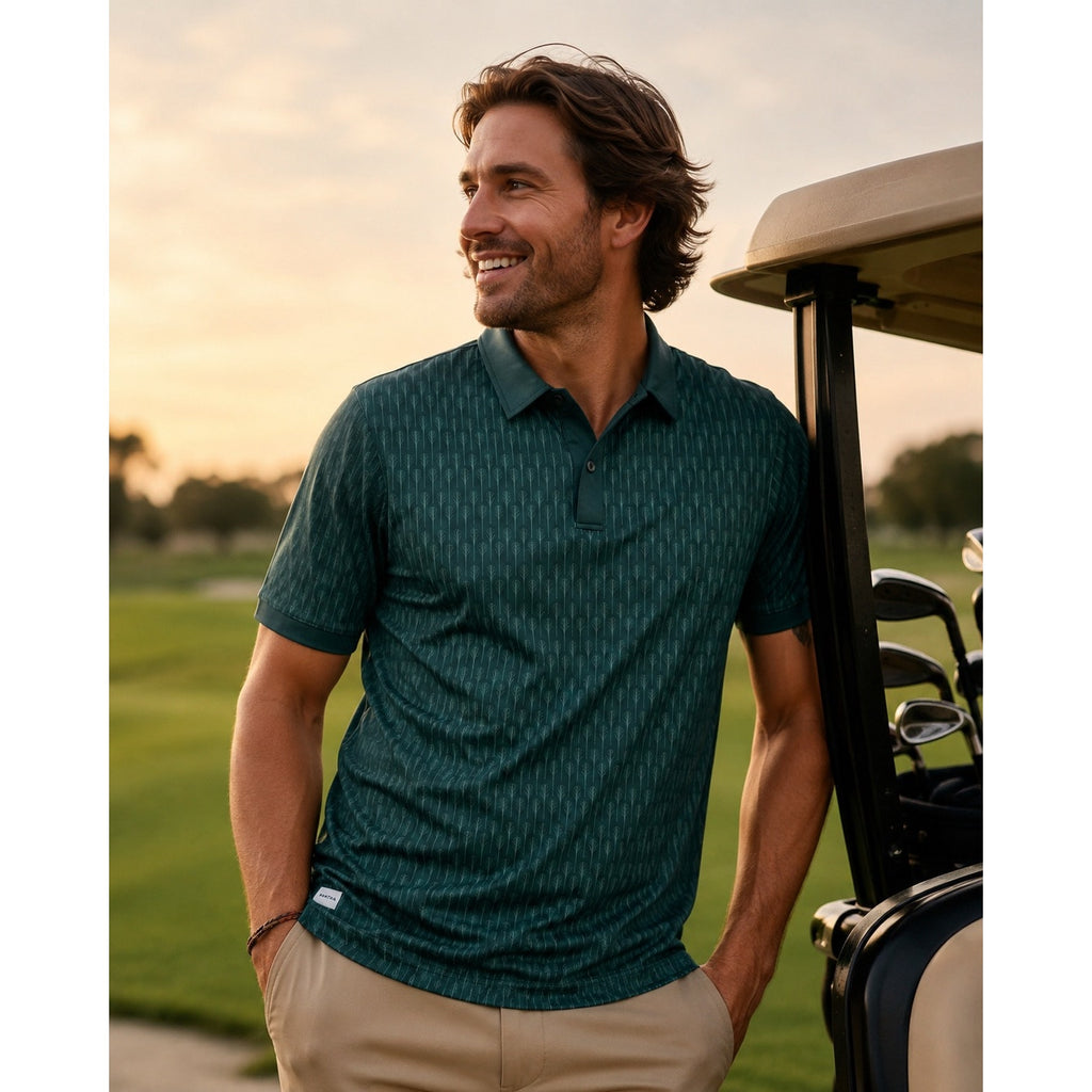 Mantra Catalyst Point Collar Golf Polo in Green — Size XL // Preowned