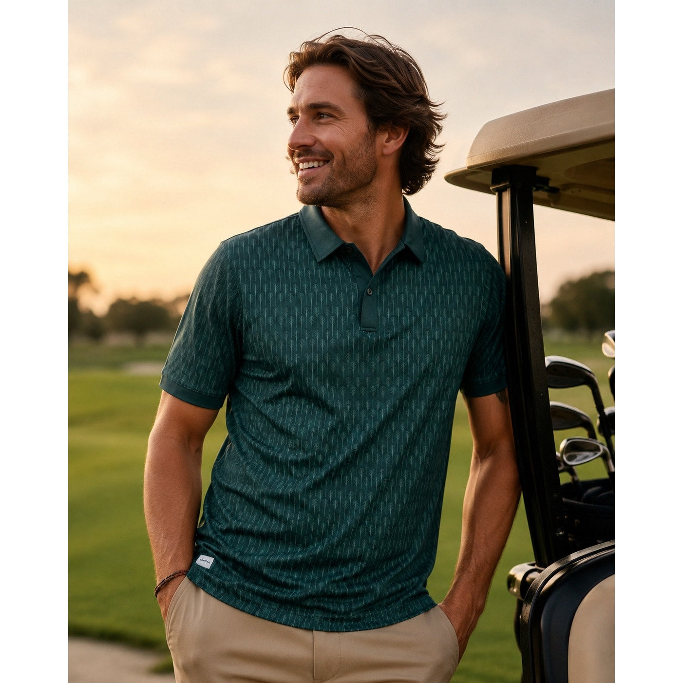 Mantra Catalyst Point Collar Golf Polo in Green — Size XL // Preowned