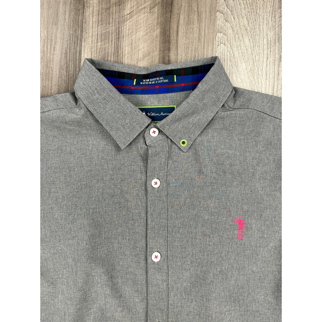 William Murray Performance Golf Long Sleeve Button Down in Gray — Size Small // Preowned