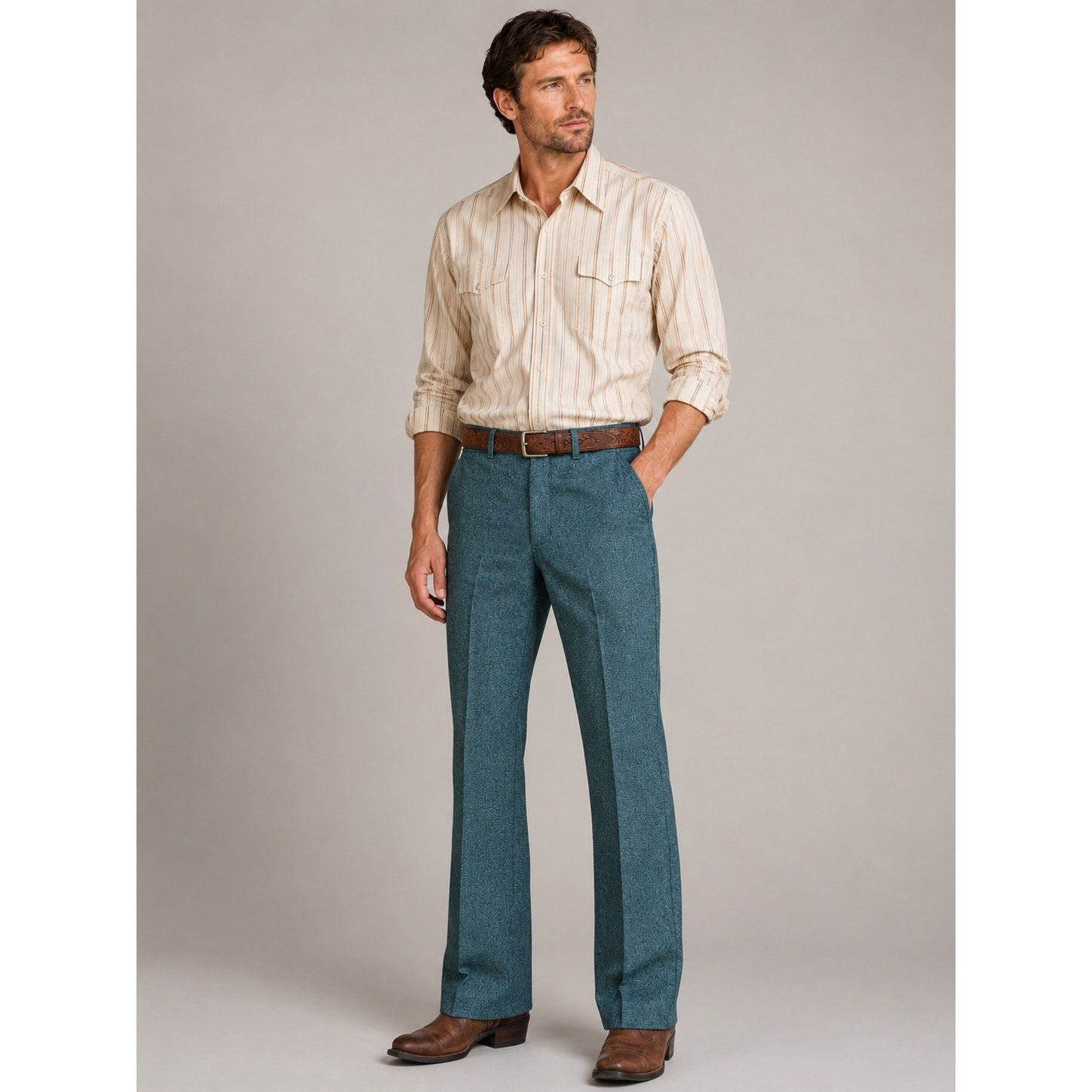 Wrangler Wrancher Dress Jean in Dark Teal Heather Bootcut — 44x32
