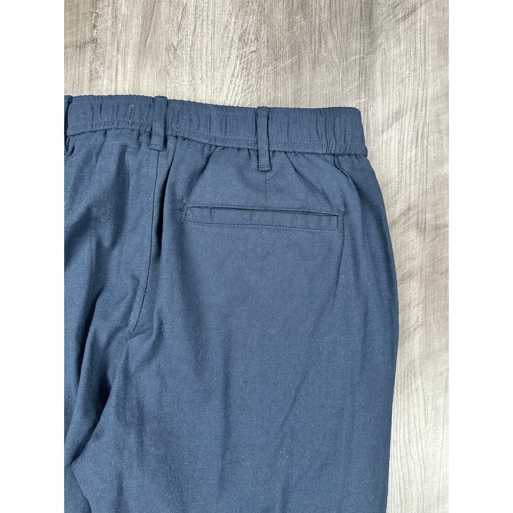 Ike Behar Unstructured Suit in Dark Navy Cotton Linen Spandex — Size Small
