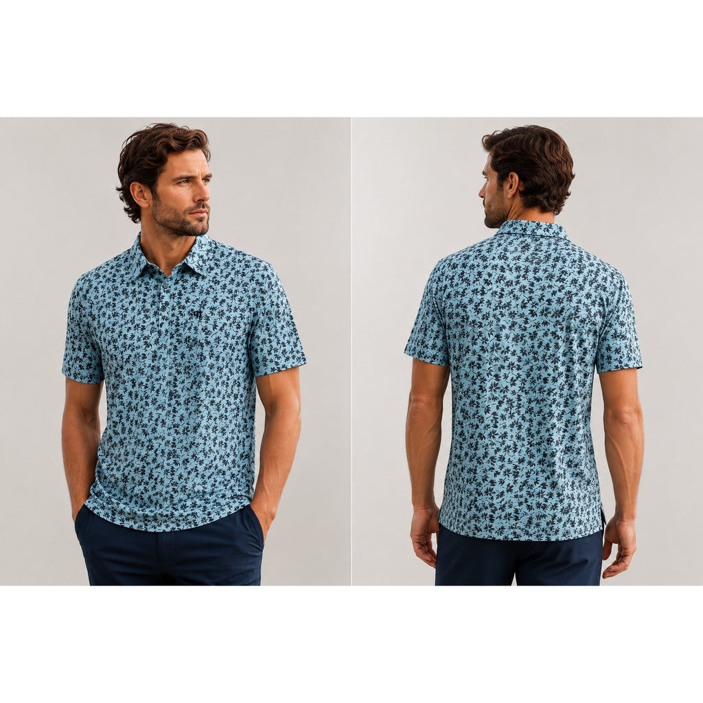 Travis Mathew Featherweight Jungle Golf Polo in Teal Navy — Size XL // Preowned