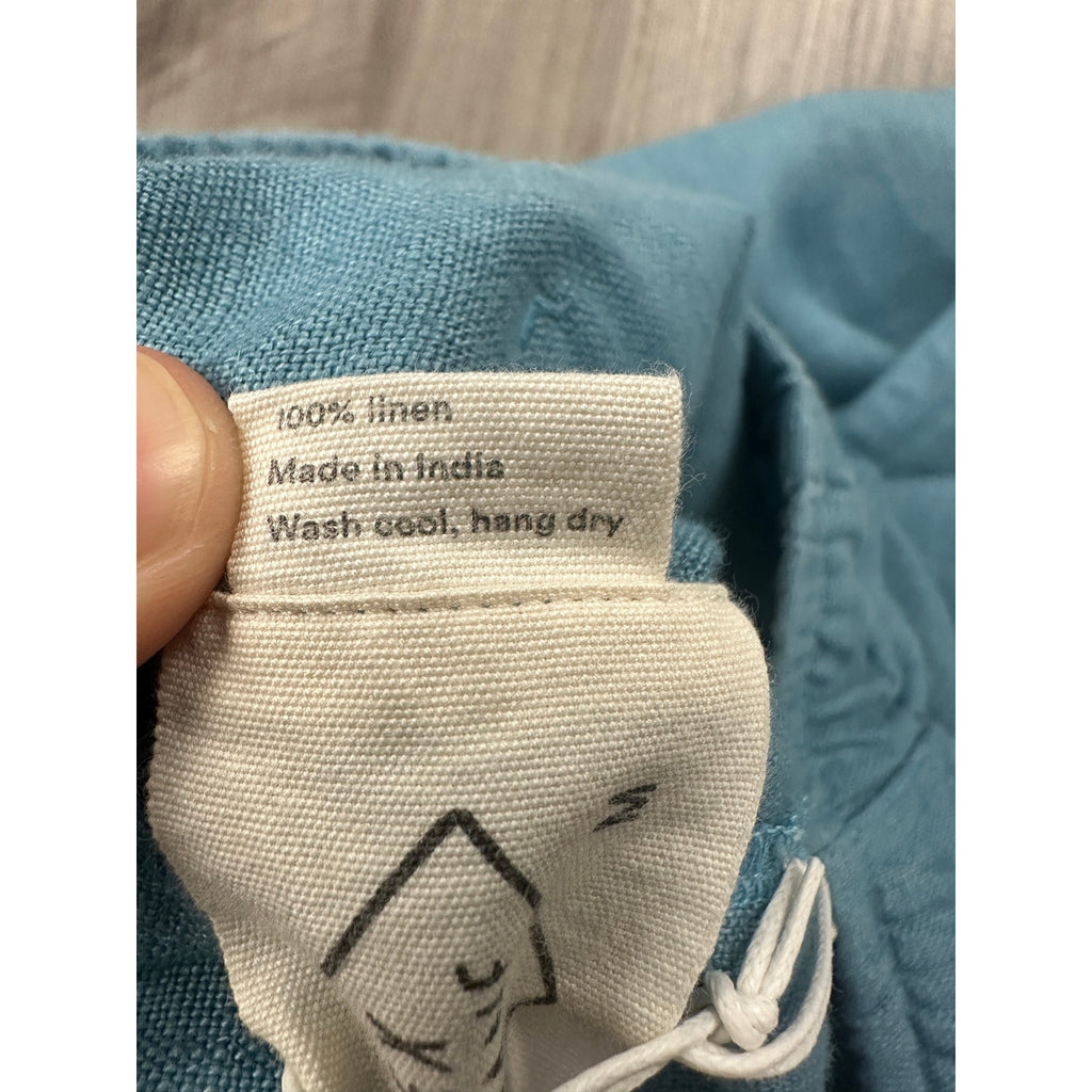 Alex Crane Bo Drawstring Linen Pants in Blue — Size Medium