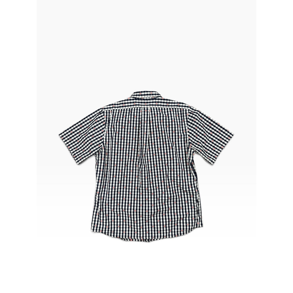 Brooks Brothers Regent Fit Gingham Crab Print Short Sleeve Shirt in Navy, White, Red — Size Large // Preowned