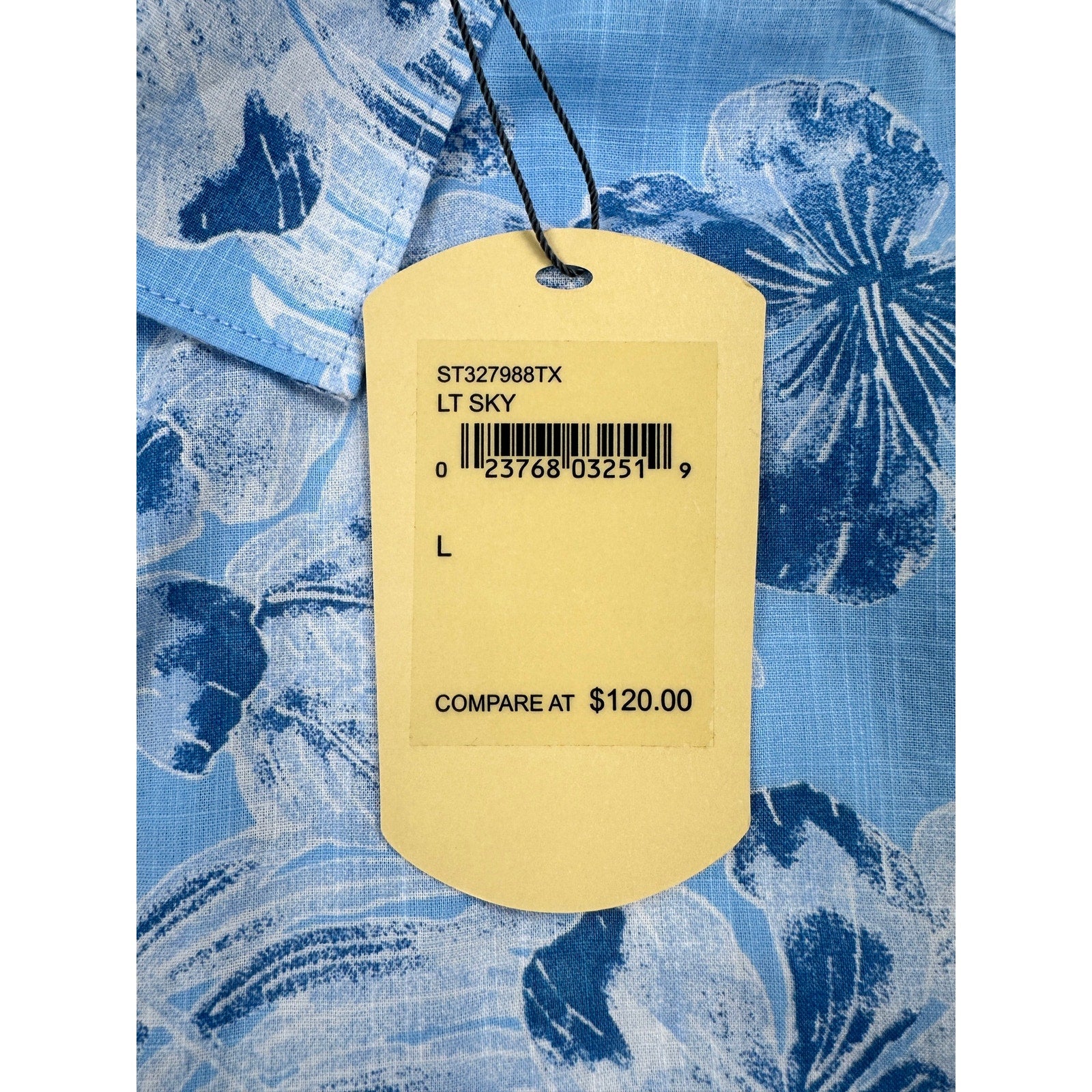 Tommy Bahama Hibiscus Floral Hawaiian Cotton Short Sleeve Camp Shirt in Light Sky Blue — Size Large