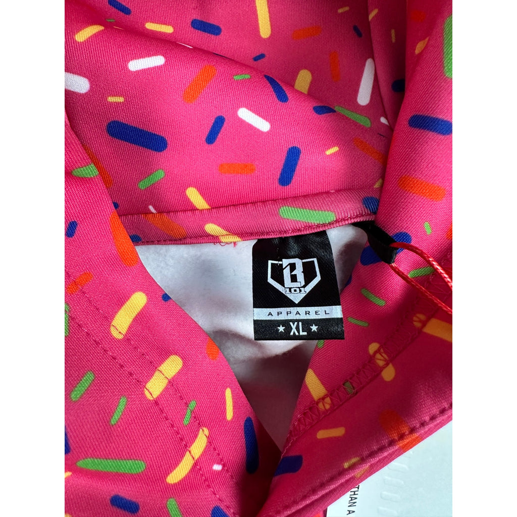 Baseball Lifestyle 101 Ice Cream Pullover Hoodie in Strawberry Pink — Size XL