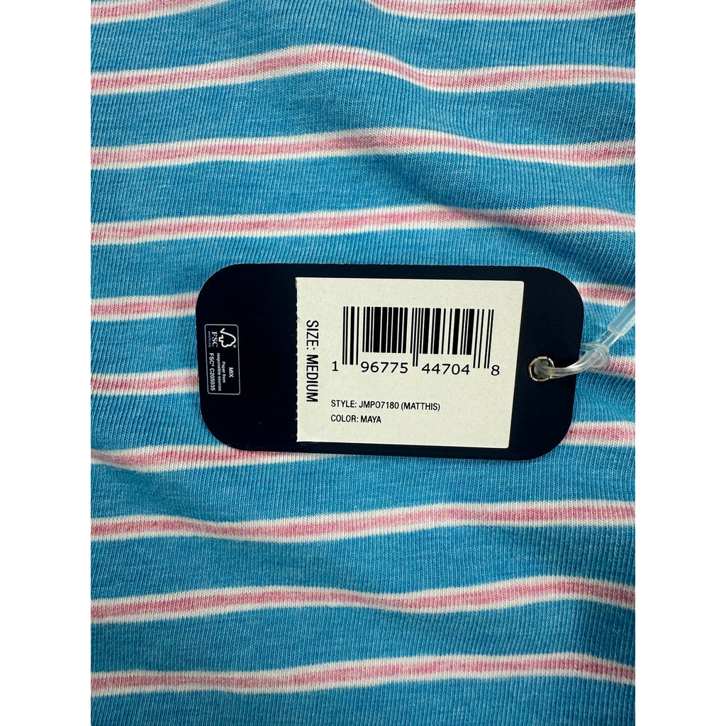 Johnnie-O Matthis Original 4 Button Striped Polo in Maya — Size Medium