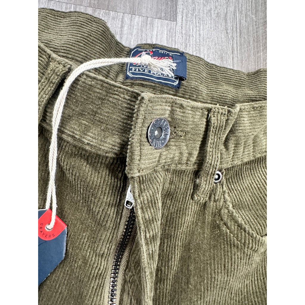 Grayers Burlington Stretch Corduroy Five Pocket Pants in Dusty Olive — Size 34x32