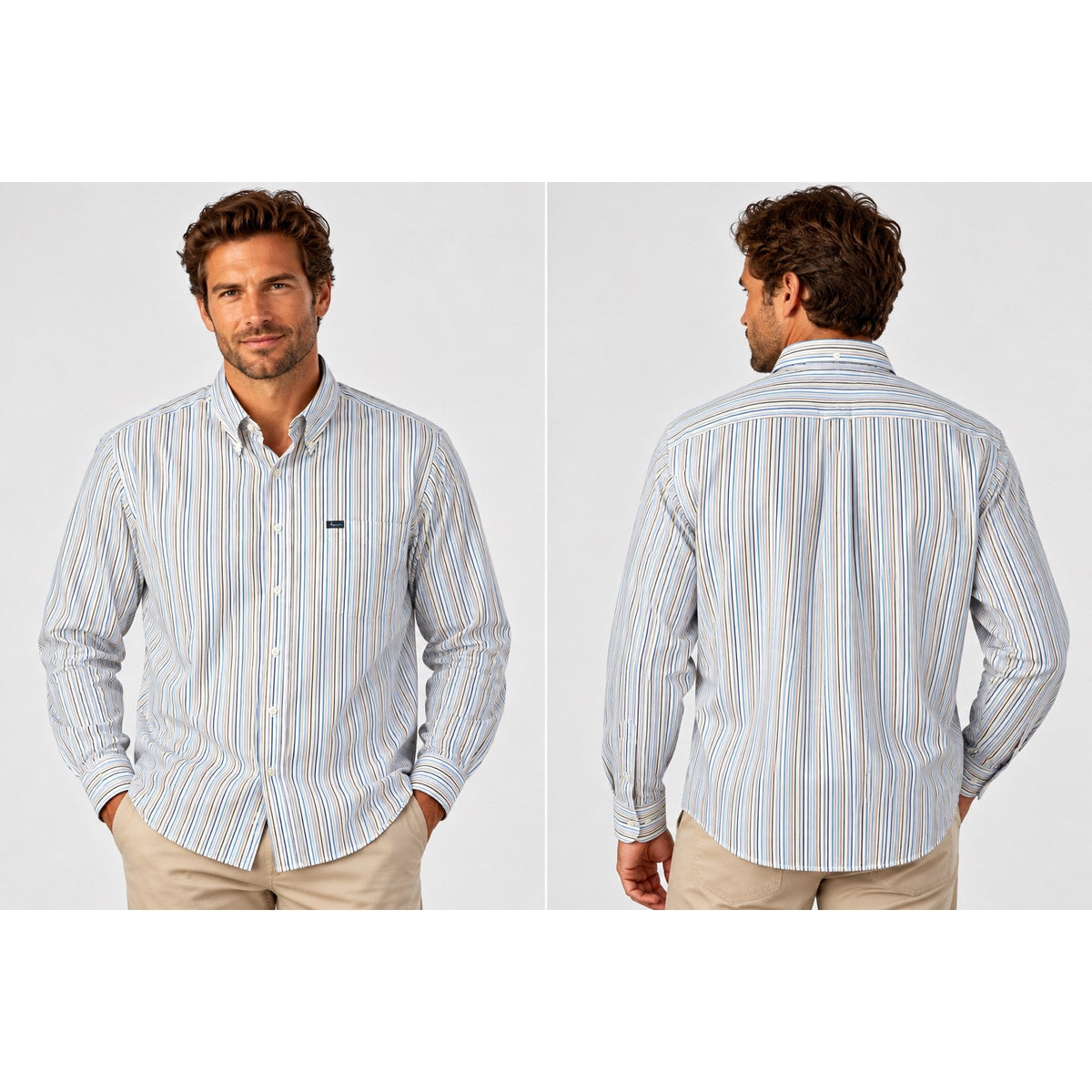 Faconnable Striped Long Sleeve Button Down Shirt — Size 2XL // Preowned