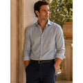 Canali Impeccabile Made in Italy Textured Stitch Long Sleeve Shirt in Light Blue, Blue, Gray — Size 41/16 (Large) // Preowned